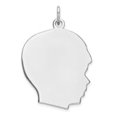 Sterl Silver Rh-plt Engraveable Boy Polished Front/Satin Back Disc Charm